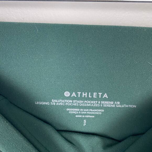 Athleta Salutation Stash‎ Pocket Serene 7/8 Tight Green Leggings High Rise Small - Picture 8 of 10
